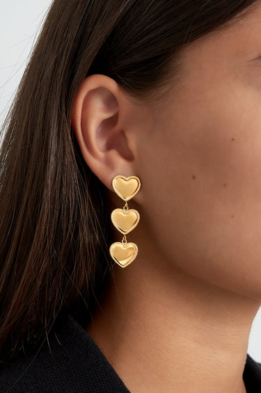 Triple Heart Dangle Stud