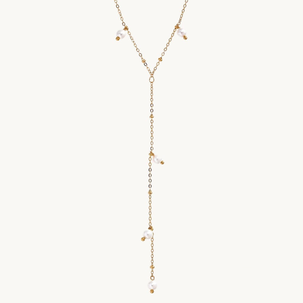 Pearl Beaded Lariat Necklace