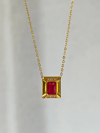 Square Ruby Necklace