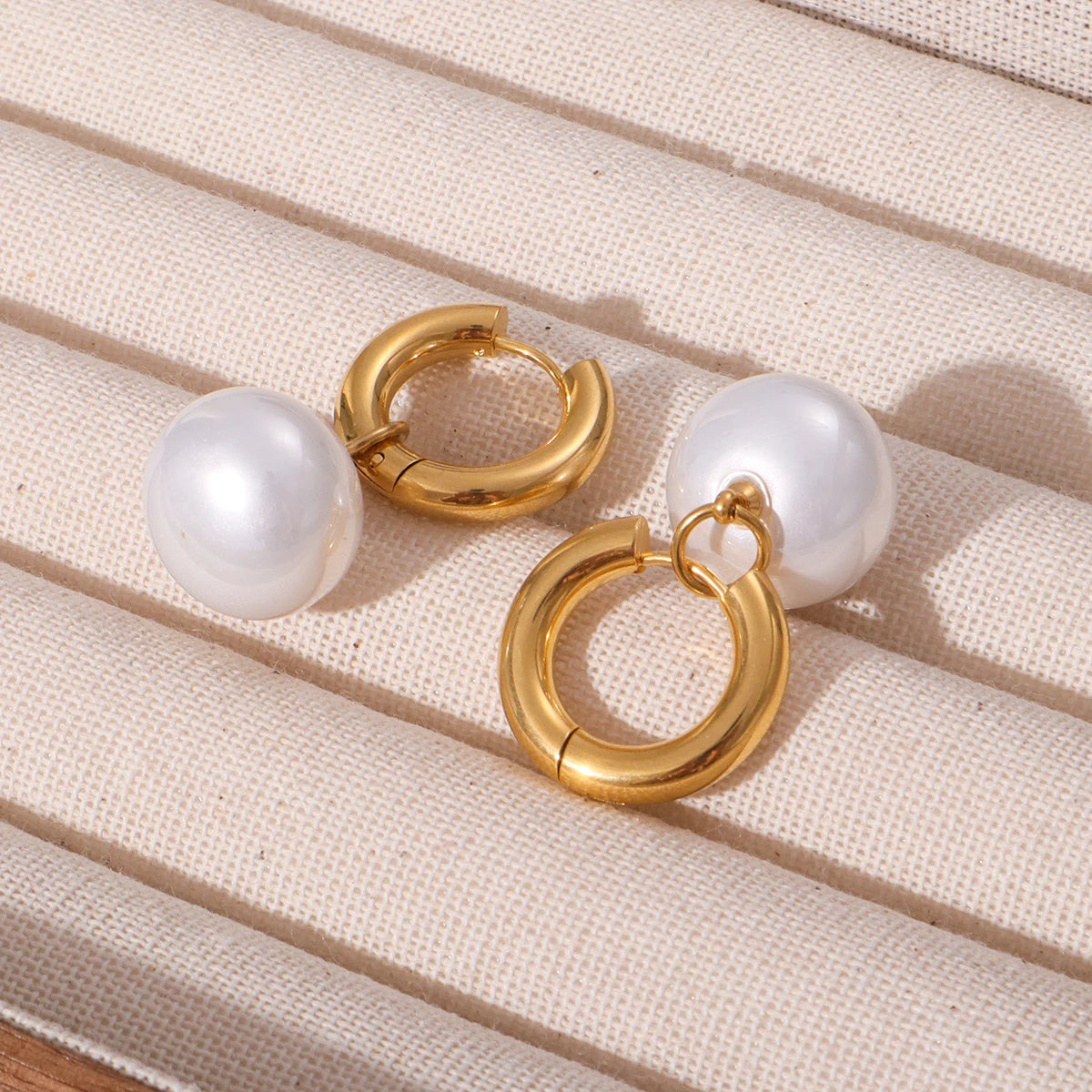 Chunky Pearl Drop Hoops