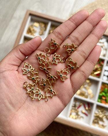 Lotus with Green Stone Charm