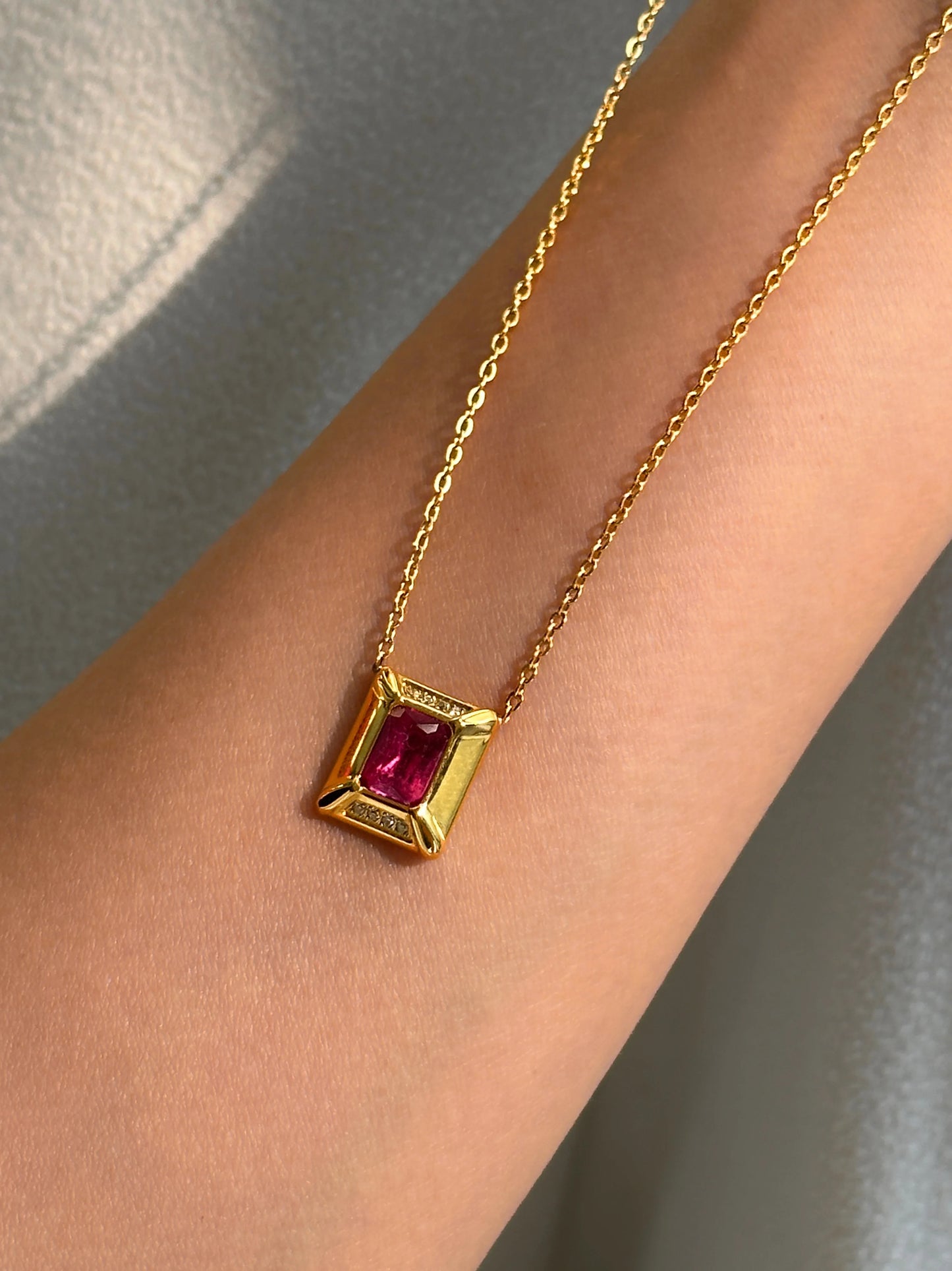 Square Ruby Necklace