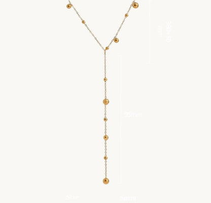 Gold Beaded Lariat Necklace