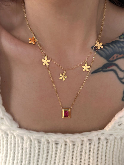 Square Ruby Necklace