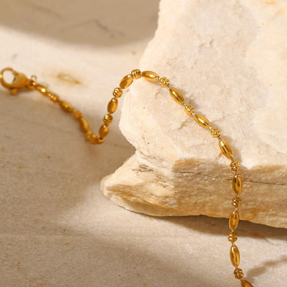 Minimal Oval Beaded Chain Bracelet