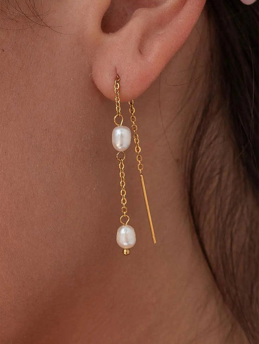 Pearl Chain Drop Earrings