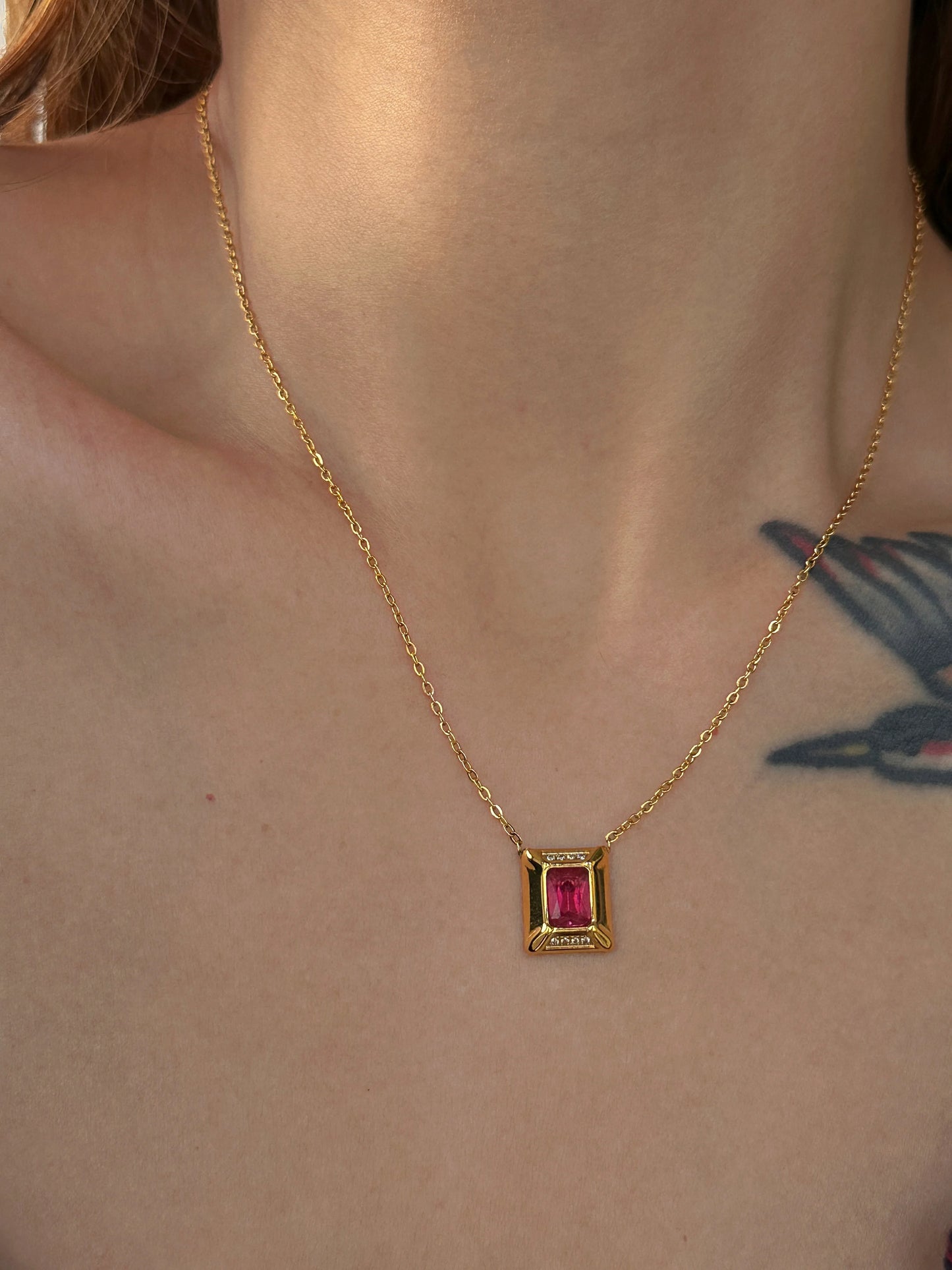 Square Ruby Necklace