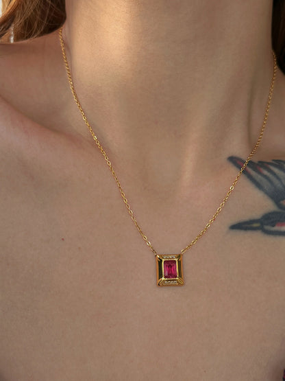 Square Ruby Necklace