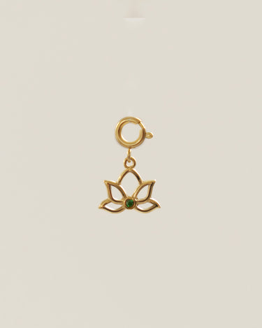Lotus with Green Stone Charm