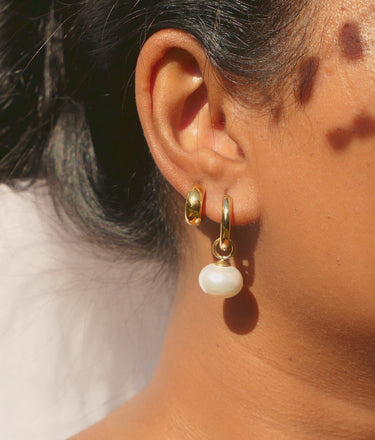Chunky Pearl Drop Hoops