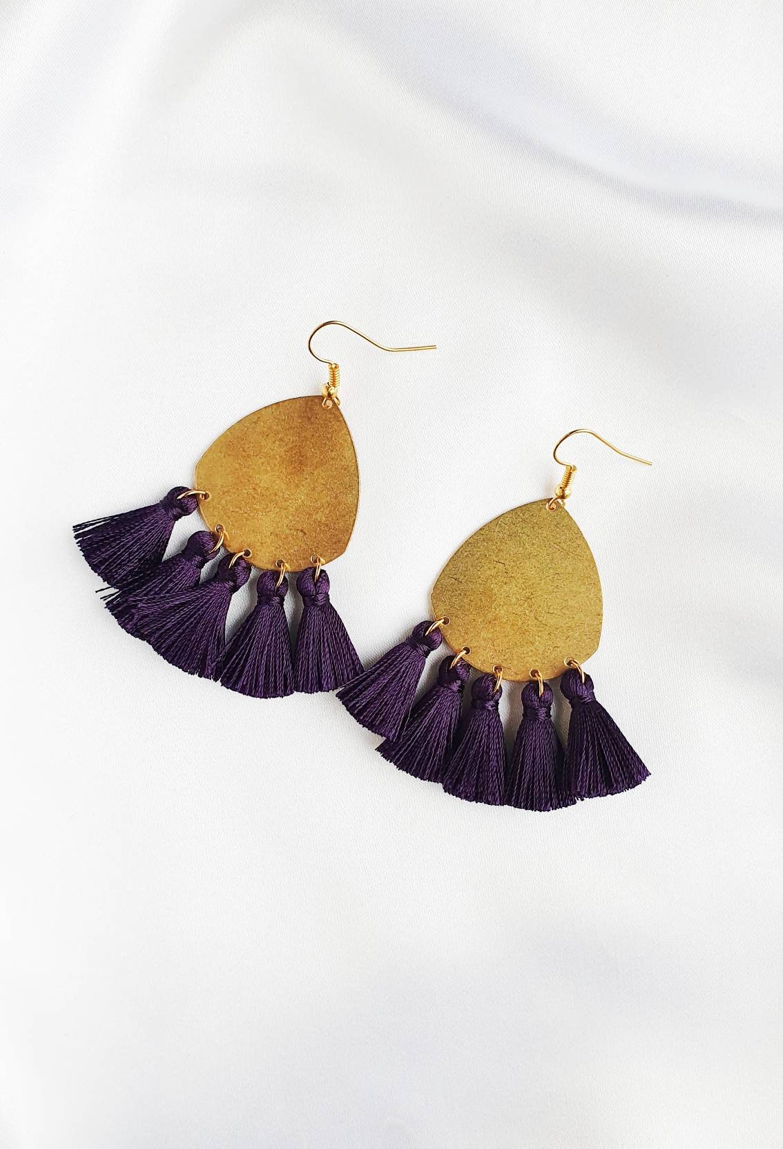 Amara Brass Drop Tassel Earring