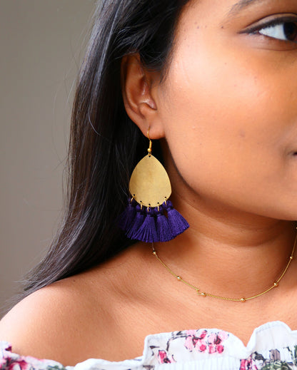 Amara Brass Drop Tassel Earring