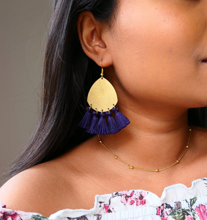 Amara Brass Drop Tassel Earring