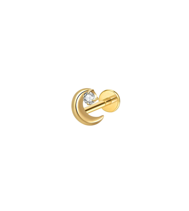 Moon with Stone Flatback Stud