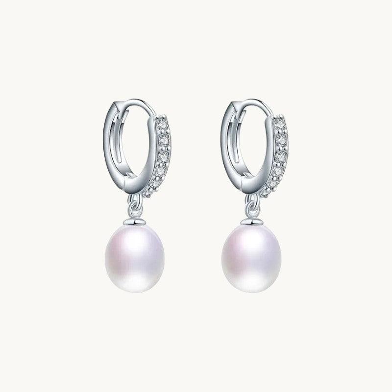 Dainty Pearl Drop Hoops