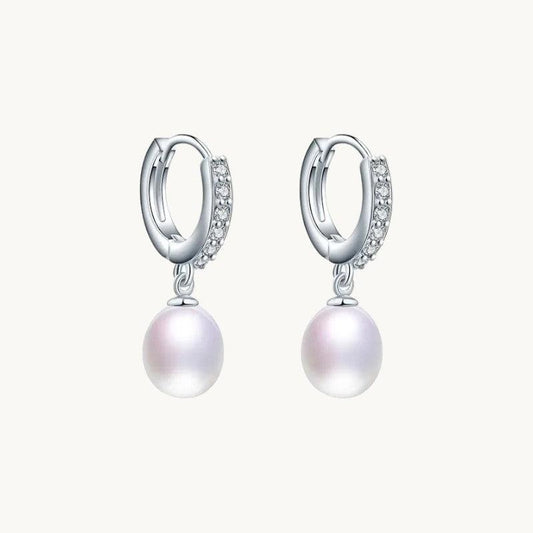 Dainty Pearl Drop Hoops