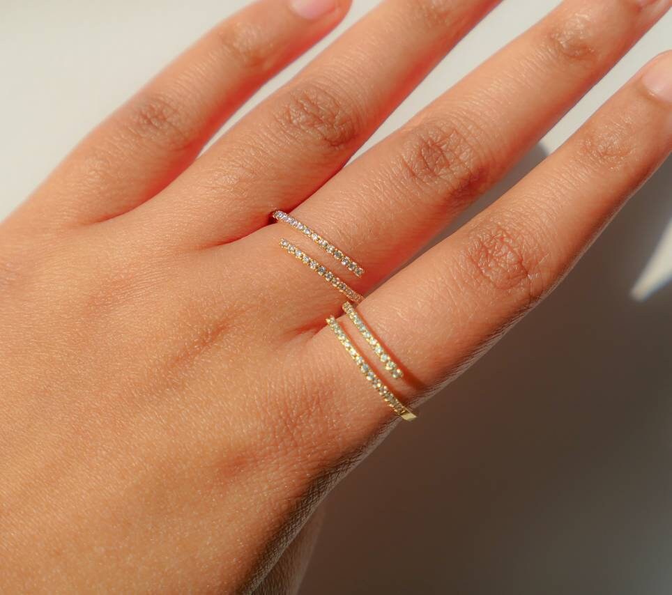 Adjustable CZ Cuff Ring