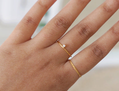 Thin Offset Stone Ring