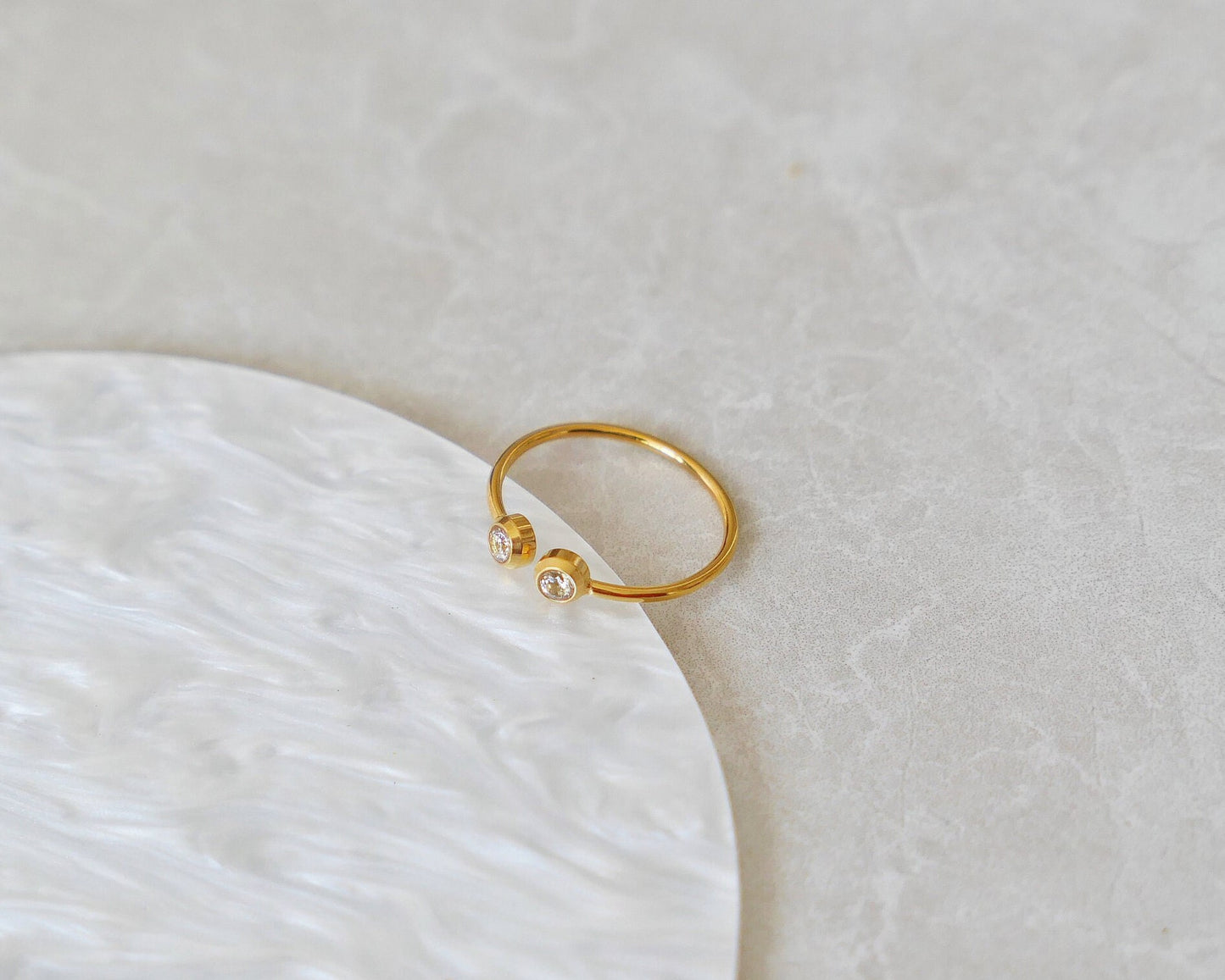 2 Stone Gold Cuff Ring