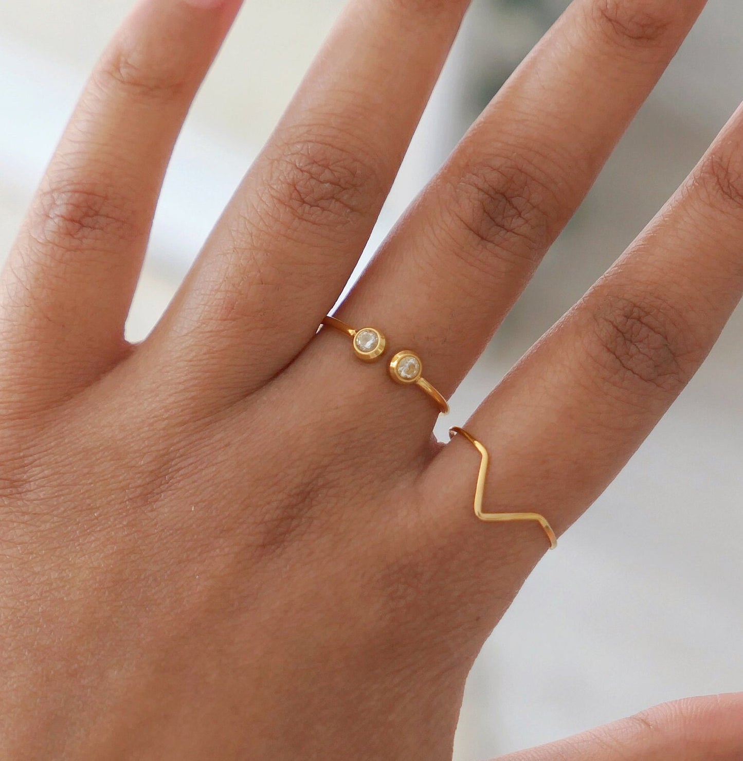 2 Stone Gold Cuff Ring