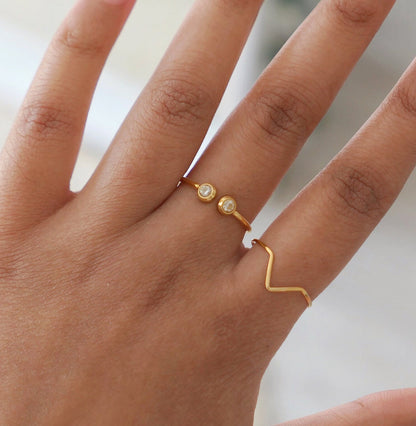 2 Stone Gold Cuff Ring