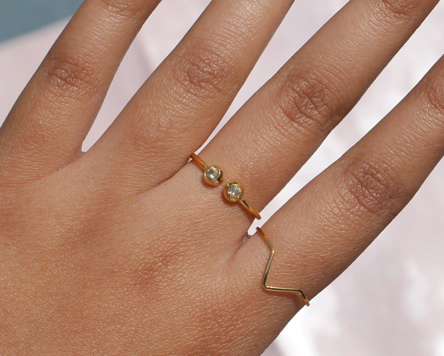 2 Stone Gold Cuff Ring