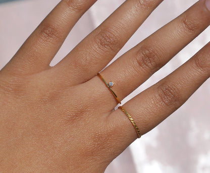 Thin Offset Stone Ring